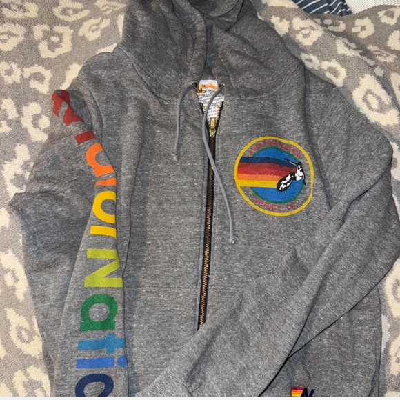 Never Worn AVIATOR NATION VENICE ZIP HOODIE - HEATHER GREY - Picture 2 of 4